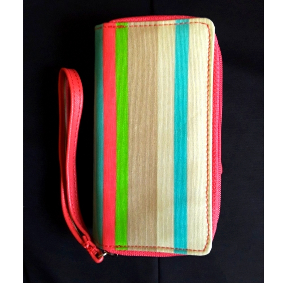 NWT Coral Coated Stripe PVC Wallet
